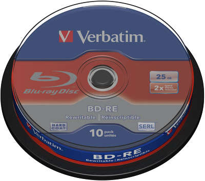 BD-RE (Blu-Ray) диск Verbatim 2x 25Gb Cake Box (10)