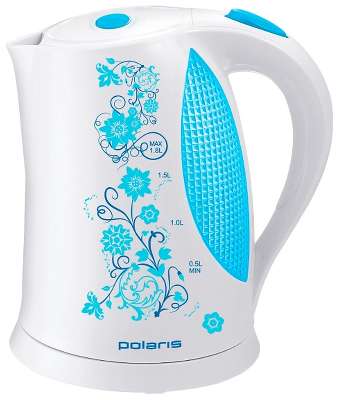 Чайник Polaris PWK1822CLR Floris 1.8л. белый/голубой (корпус: пластик)
