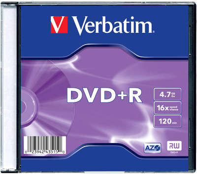 DVD+R диск Verbatim 16x 4.7 ГБ Slim Box (1 шт.)