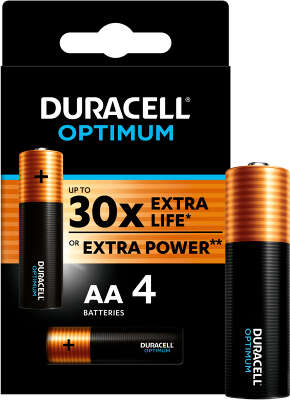 Комплект элементов питания AA Duracell Optimum LR6 (4 шт в блистере)