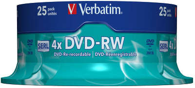 DVD-RW диск Verbatim 4х 4.7 ГБ Cake Box (25 шт.)