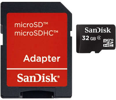 Карта памяти 32 Гб Micro SDHC SanDisk Сlass 4 [SDSDQM-032G-B35A]