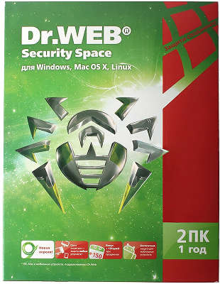 Антивирус Dr.Web Security Space, Box, 2ПК, 1год [BHW-B-12M-2-A3]