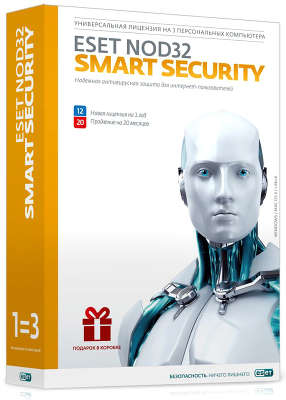 Антивирус ESET NOD32 Smart Security, Box, 1год базовый / 20мес. продление, 3ПК
