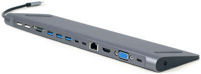 Адаптер интерфейсов Cablexpert A-CM-COMBO9-01, Type-C 9-в-1 (Type-C, USB3.1, HDMI, VGA,RJ-45,AUX,кардридер)