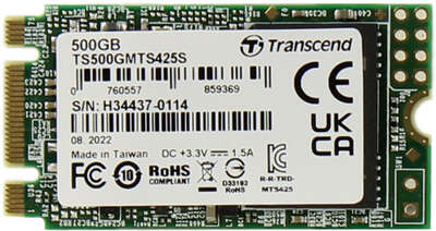 Твердотельный накопитель M.2 SATA3 500Gb Transcend 425S [TS500GMTS425S] (SSD)