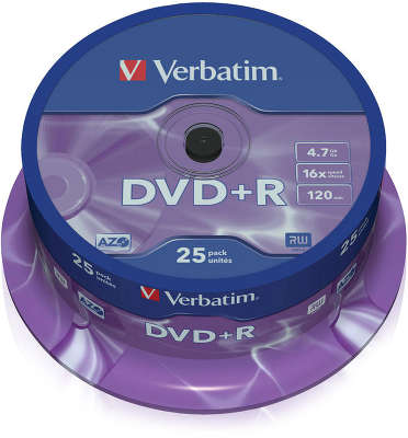 DVD+R диск Verbatim 16x 4.7 ГБ Cake Box (25 шт.)
