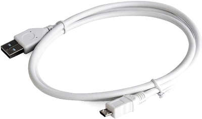 Кабель USB 2.0 соединительный (microUSB) AM,microBM 5 pin (1 м), белый, пакет
