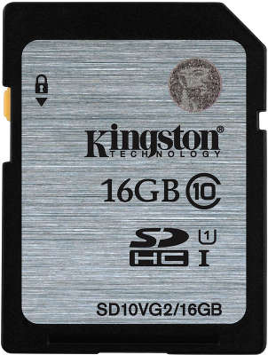Карта памяти 16 Гб SDHC Kingston Class 10 UHS-I [SD10VG2/16GB] (ТОВАР УЦЕНЁН)