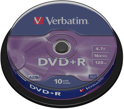 DVD+R диск Verbatim 16x 4.7 ГБ Cake Box (10 шт.)