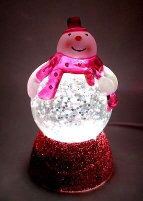 Новогодний сувенир "Снеговичок-толстячок" ORIENT NY6010, питание от USB, малиновый шарф 29499