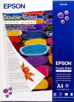 Фотобумага Epson, А4, Особоплотная ярко-белая бумага с двусторонним матовым покрытием, 178 г/м2 50л (S041569)