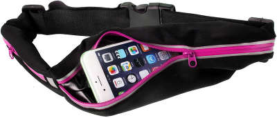 Сумка ремень Sports Pouch belt с 2 отделами (black/pink)
