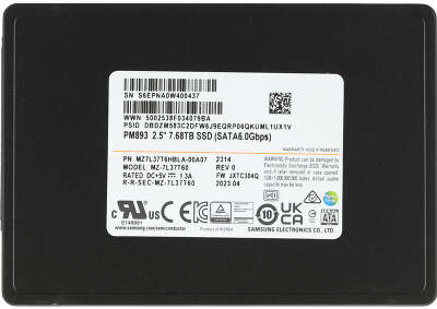 Твердотельный накопитель SATA3 7.68Tb [MZ7L37T6HBLA-00A07] (SSD) Samsung PM893