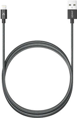 Кабель Anker USB to Lightning Cable, 1.8 м, капрон, чёрный [A7114011]