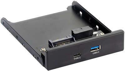 Планка USB на переднюю панель Exegate U3H-617, 3,5", 1*USB3.0+1*TypeC, черная, подсоед-е к мат. плате