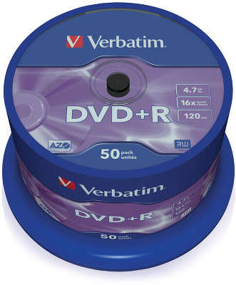 DVD+R диск Verbatim 16x 4.7 ГБ Cake Box (50 шт.)