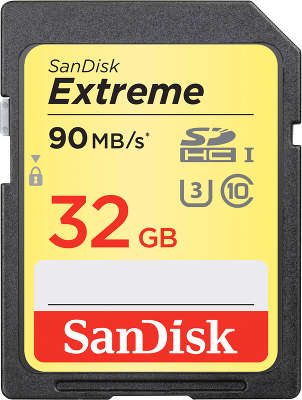Карта памяти 32 Гб SDHC SanDisk Extreme Class 10 UHS-I [SDSDXNE-032G-GNCIN]
