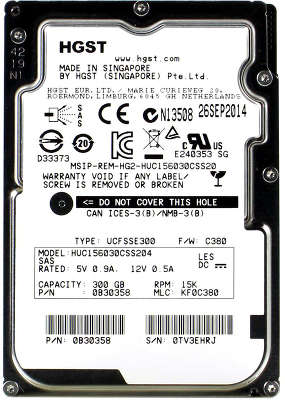 Жесткий диск Hitachi SAS 3.0 300Gb HUC156030CSS204 Ultrastar C15K600 (15000rpm) 128Mb 2.5"