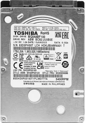 Жесткий диск SATA3 1Tb [MQ04ABF100] (HDD) Toshiba Mobile, 5400rpm, 128Mb