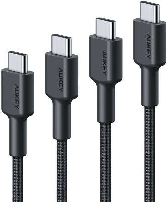 Набор кабелей (4 шт.) Aykey USB-C to USB-C 60W, 0.3/1/2/3 м, Black [CB-CD37]