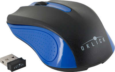 Мышь беспроводная USB Oklick 485MW 1200 dpi, чёрная/синяя