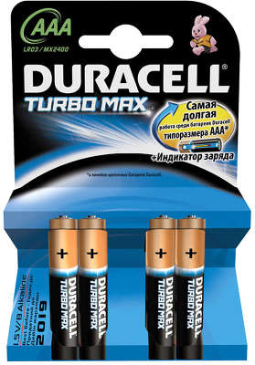 Комплект элементов питания AAA DURACELL Turbo Max (4 шт в блистере)