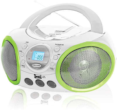 Аудиомагнитола BBK BX100U белый/зеленый 4Вт/CD/MP3/FM(an)/USB