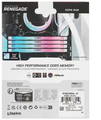 Модуль памяти DDR5 DIMM 32Gb DDR6000 Kingston Fury Renegade White RGB (KF560C32RWA-32)