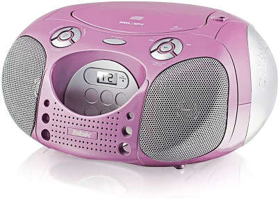 Аудиомагнитола BBK BX110U розовый/серебристый 3.6Вт/CD/MP3/FM(an)/USB