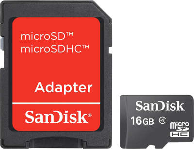 Карта памяти 16 Гб Micro SDHC SanDisk Class 4 [SDSDQM-016G-B35A]