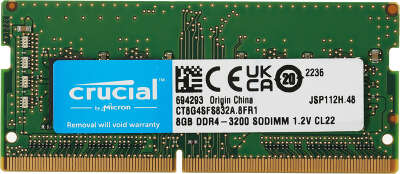 Модуль памяти DDR4 SODIMM 8Gb DDR3200 Crucial (CT8G4SFS832A)