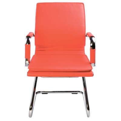 Кресло Бюрократ CH-993-Low-V/Red низкая спинка красный искусственная кожа полозья хром