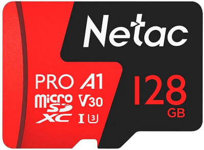 Карта памяти 128 Гб Micro SDXC Netac P500 Extreme Pro Class 10 UHS-I U1 V30 без адаптера [NT02P500PRO-128G-S]