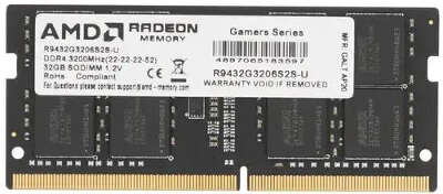 Модуль памяти DDR4 SODIMM 32Gb DDR3200 AMD Radeon R9 Gamer Series (R9432G3206S2S-U)
