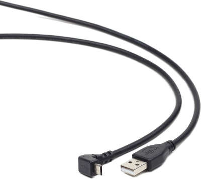 Кабель USB 2.0 соединительный (microUSB) AM,microBM 5 pin (1.8 м), угловой, черный, пакет