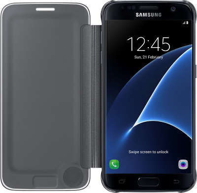 Чехол-книжка Samsung для Samsung Galaxy S7 Clear View Cover, черный (EF-ZG930CBEGRU)