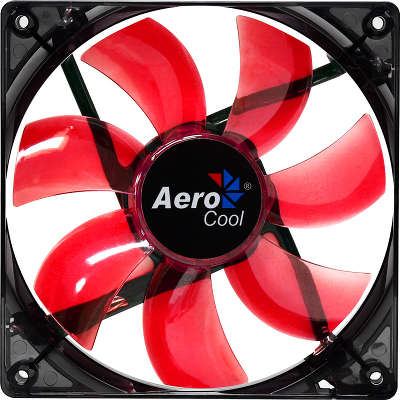 Вентилятор Aerocool Lightning 12см "Red Edition" (красная подсветка), 3+4 pin, 41.4 CFM, 1200 RPM, 22.5 dBA