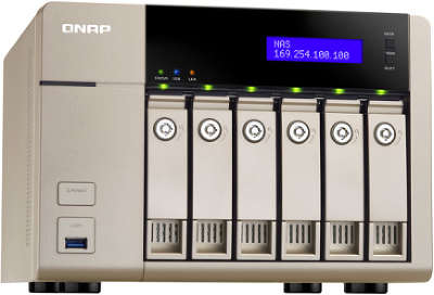 Сетевое хранилище QNAP TVS-663-4G 6 отсеков для HDD, HDMI-порт. Четырехъядерный AMD 2.4 ГГц, 4ГБ оперативной п