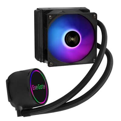 Жидкостное охлаждение ExeGate BlackWater-120V2.PWM.RGB, 150 Вт, 1x120мм, RGB LED