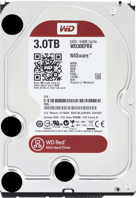 Жёсткий диск SATA-3 3TB [WD30EFRX ] WD RED , IntelliPower, 64MB Cache
