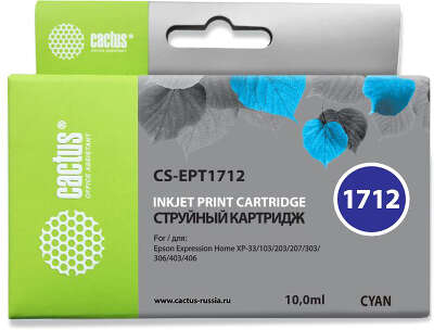 Картридж струйный Cactus CS-EPT1712 голубой для Epson XP-33/103/203/207/303/306/403/406