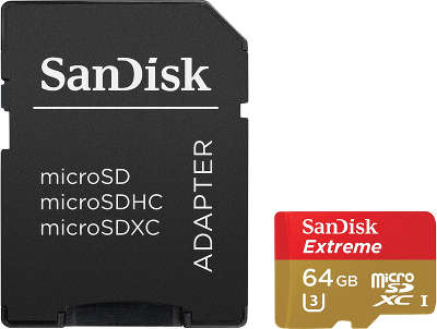 Карта памяти 64 Гб Micro SDXC SanDisk Extreme Class 10 UHS-I [SDSQXNE-064G-GN6AA]