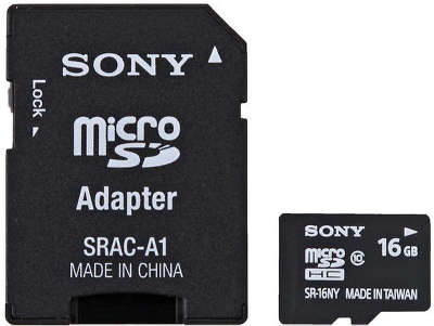 Карта памяти 16 Гб Micro SDHC Sony Class 10, с адаптером [SR16NYAT]