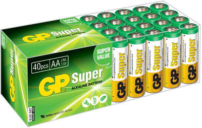 Элемент питания AA GP Super Alkaline (40 штук в упаковке) цена за 1 штуку
