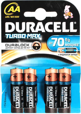 Комплект элементов питания AA Duracell Turbo Max (4 шт в блистере)