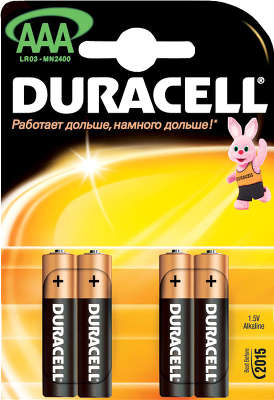 Комплект элементов питания AAA Duracell (4 шт в блистере)
