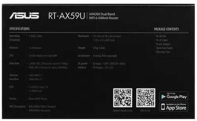 Wi-Fi роутер ASUS RT-AX59U, 802.11b/g/n/ax, 2.4 / 5 ГГц