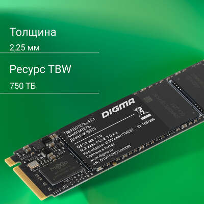 Твердотельный накопитель NVMe 1Tb [DGSM3001TM23T] (SSD) Digma Mega M2