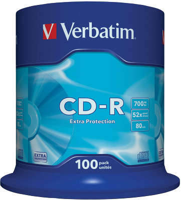 CD-R диск Verbatim 52х 700 Мб Cake Box (100 шт.)